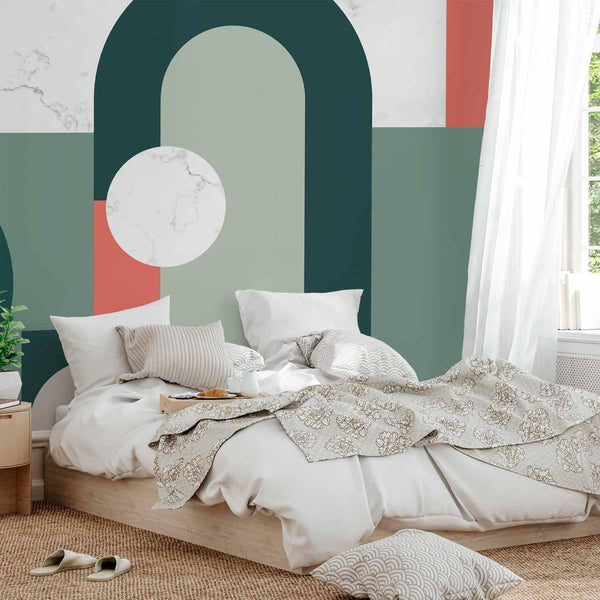 Carta da parati - Geometric Pattern With Marble Motif