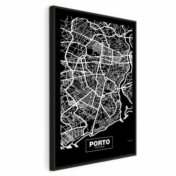 Quadro - Negative Map: Porto (1 Part) Vertical