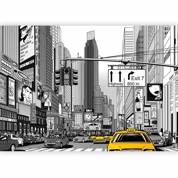 Carta da parati - Comic book city - New York street in pop art style