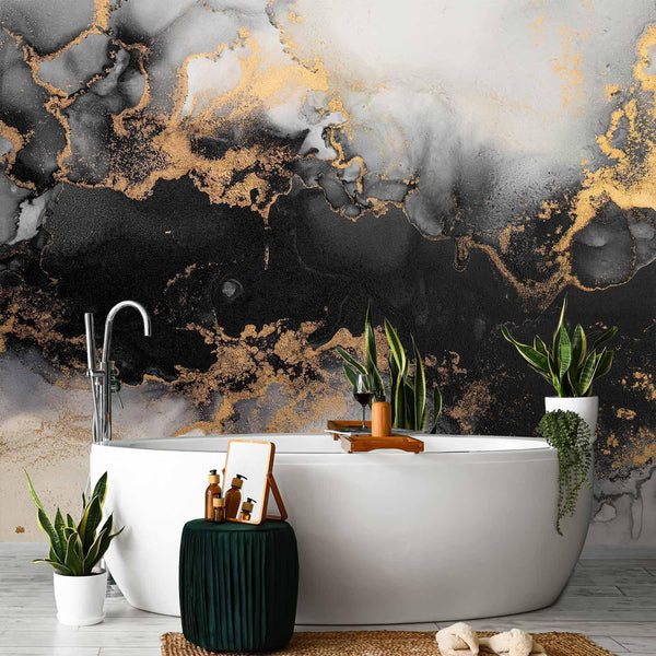 Carta da parati - Gold Explosions - an Abstract Pattern Inspired by Marble