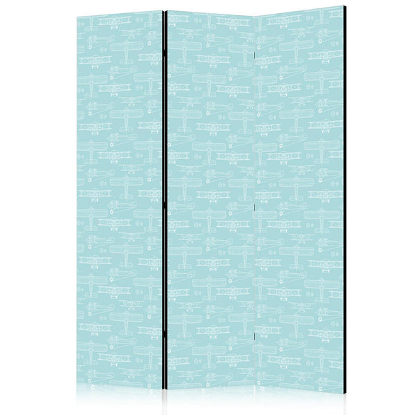 Paravento - Sketch - Outline of an Airplane in White on a Turquoise Background