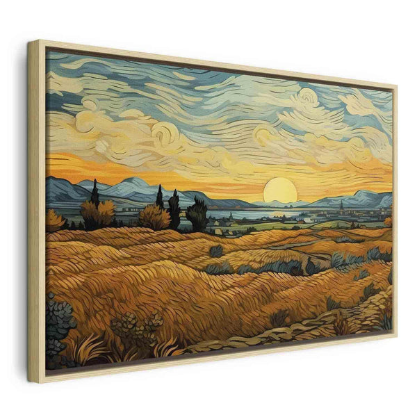 Quadro - Impressionistic fields - painted golden landscape with fields of grain