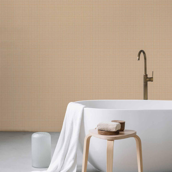 Tappezzeria murale - Waving Lines - Creamy Grid on a Noisy Pastel Background