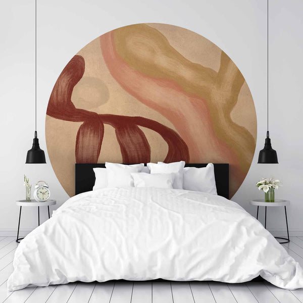 Carta da parati rotonda - Colorful shapes – worn-out figures in lime wash technique