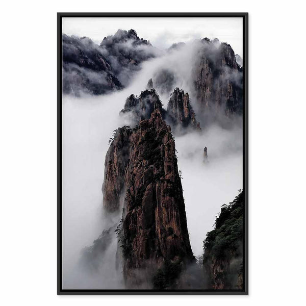 Quadro - High Mountains in Mist (1-part) - Landscape of Clouds Amid Rocks