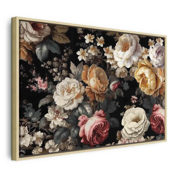 Quadro - Colourful flowers on a black background