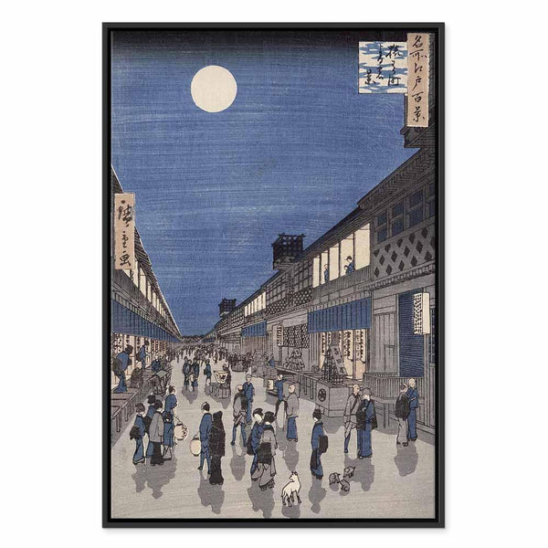 Quadro - Utagawa Hiroshige – Night time view of Saruwaka Street
