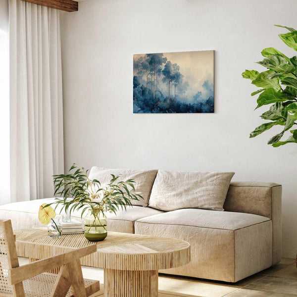 Quadro - Landscape with Trees in Illustrative Style Fairy-Tale Blue Forest