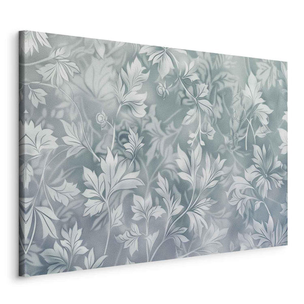 Quadro - Ornaments in Worn Muted Turquoises: Delicate Plant Pattern