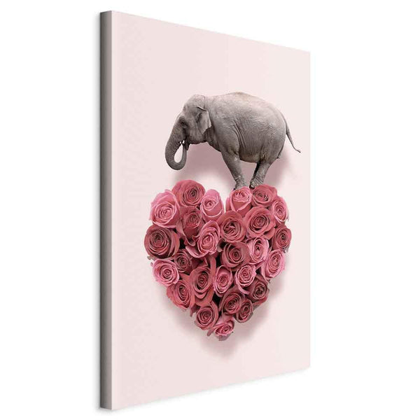 Quadro - Elephant Lover (1-part) - Elephant Amid Pink Flowers