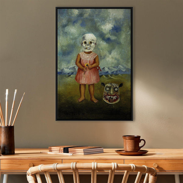 Quadro - Frida Kahlo – Girl with Death Mask (She Plays Alone)