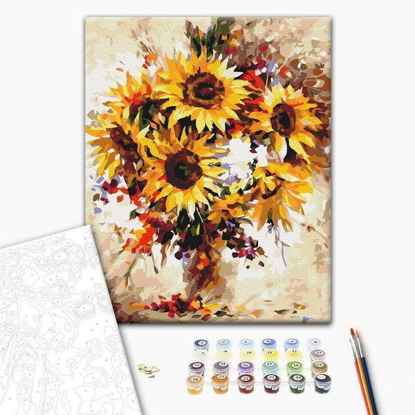 Quadro fai da te - A vase with a bouquet of sunflowers