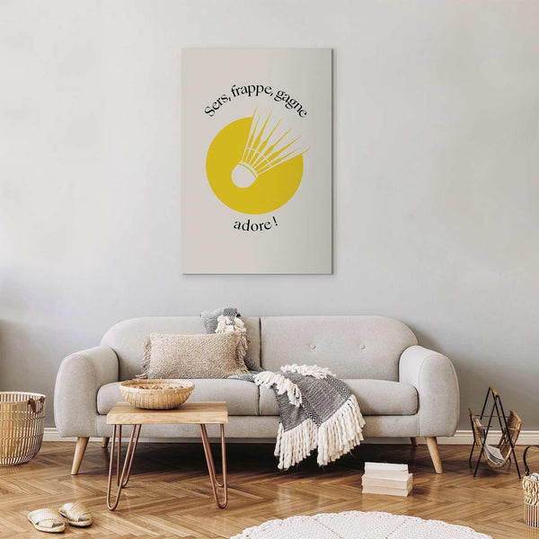 Quadro - Badminton Shuttlecock on a Yellow Circle Background