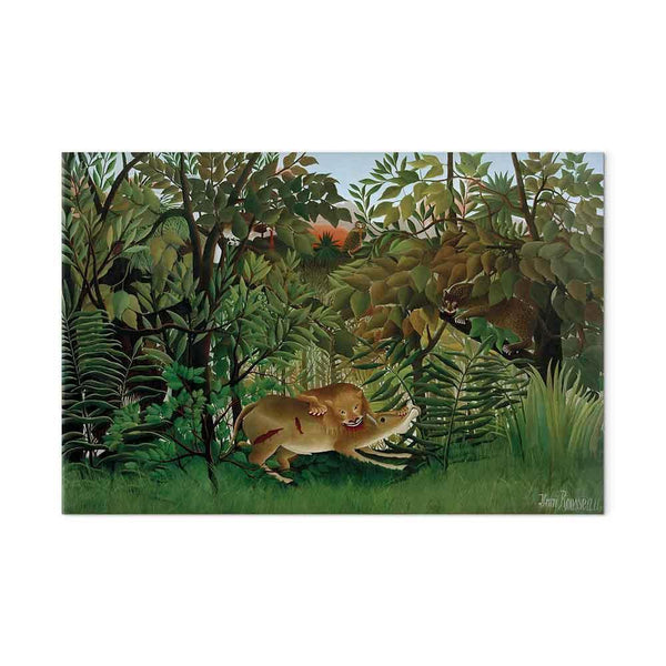 Quadro - Henri Rousseau – Le Lion ayant faim se jette sur l'Antilope