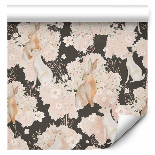 Tappezzeria murale - White and beige hares