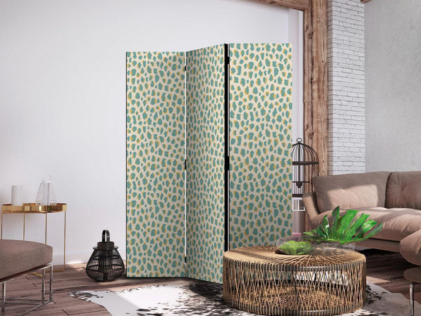 Paravento - Giraffe Pattern - Animal Pattern in Turquoise Spots on a Light Background
