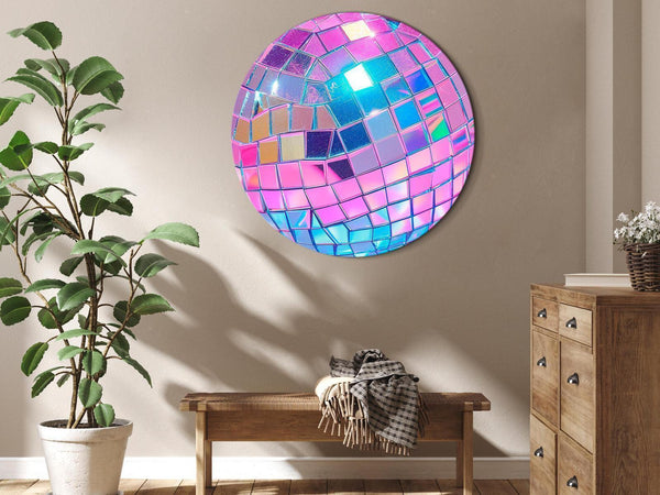 Quadro rotondo - Pink disco ball