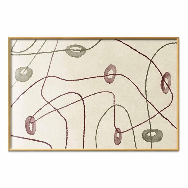 Poster - Lines and Shapes - a bead labyrinth on a pale, worn background