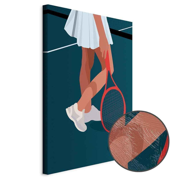 Quadro - Female Tennis Player With a Red Racket on the Court - Graphics