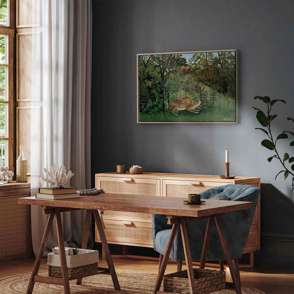 Quadro - Henri Rousseau – Le Lion ayant faim se jette sur l'Antilope