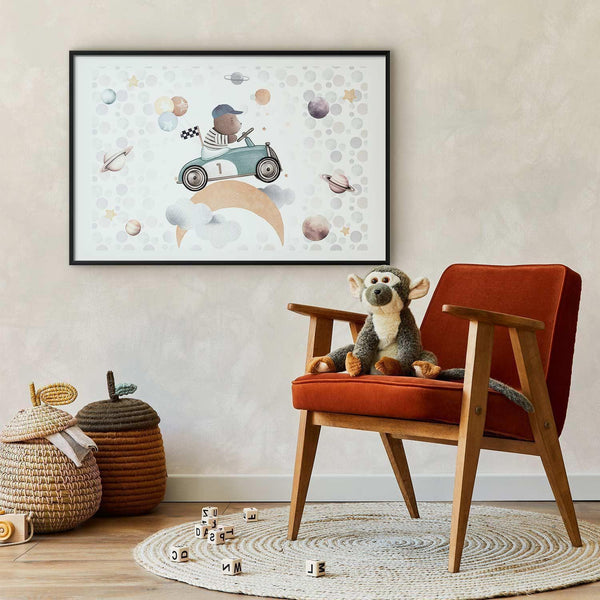 Poster - Bear in a Race Car