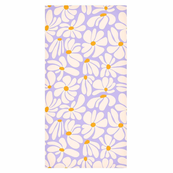 Tappezzeria murale - Cute Creamy Little Flowers - Small flowers with creamy - wind-blown petals on a blue background