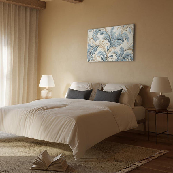 Quadro - Baroque Ornaments in Light Cream-Blue Hues