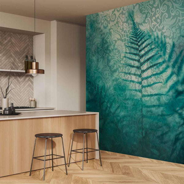 Carta da parati - In a forest retreat - abstract composition with ferns and patterns