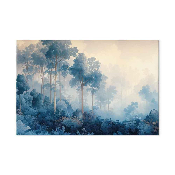 Quadro - Landscape with Trees in Illustrative Style Fairy-Tale Blue Forest