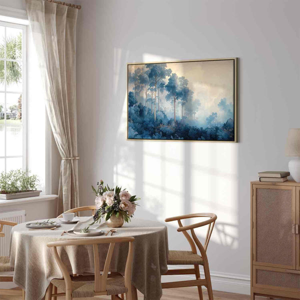 Quadro - Landscape with Trees in Illustrative Style Fairy-Tale Blue Forest