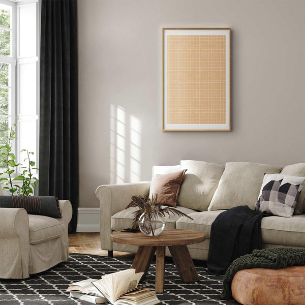 Poster - Lines and Noise - a wavy grid in shades of orange