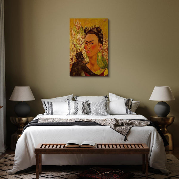 Quadro - Frida Kahlo – Self-Portrait with Monkey and Parrot
