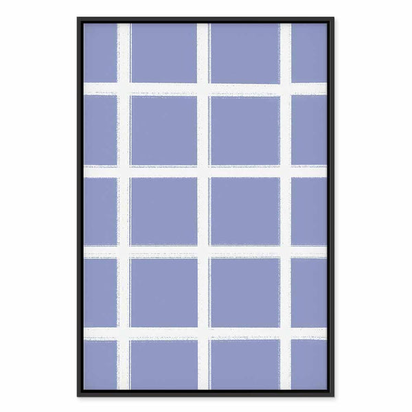 Quadro - Lines and Symmetry - Expressive White Grid on a Blue Background
