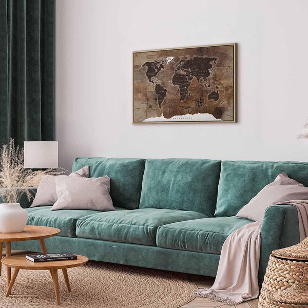 Quadro - World Map: Wooden Mosaic