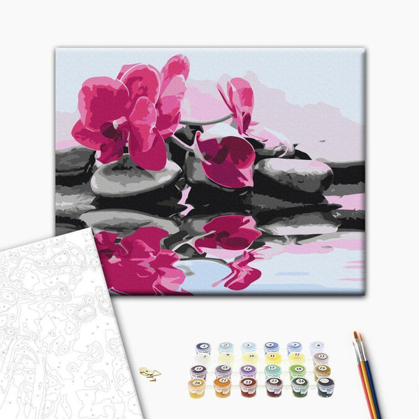 Quadro fai da te - Orchid With Zen Stones (Reflection In The Water)