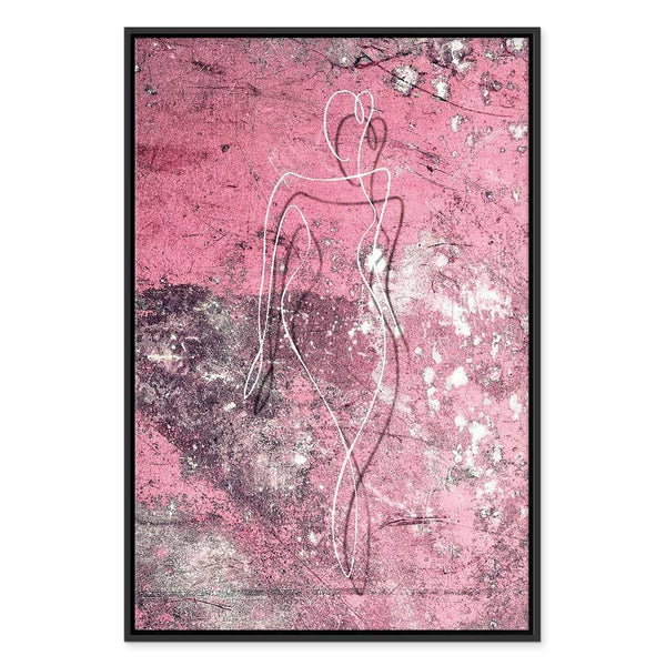 Quadro - Figure on Pink Background (1-part) - Female Silhouette in Marble