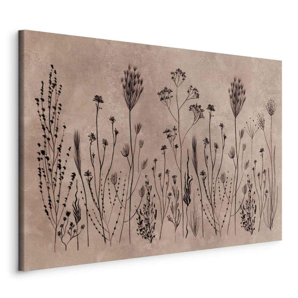 Quadro - Wildflowers – black plants on lime-wash background