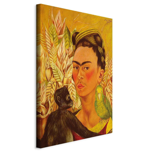 Quadro - Frida Kahlo – Self-Portrait with Monkey and Parrot