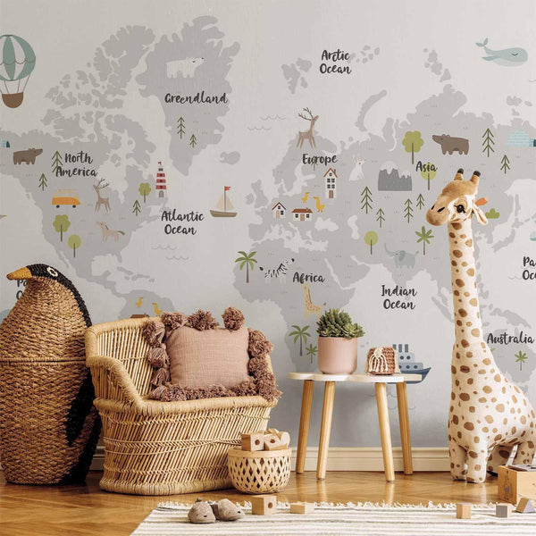 Carta da parati - Minimalist Map for Children's Room