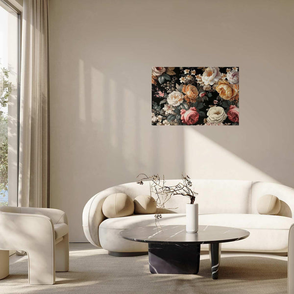 Poster - Colorful Flowers on a Black Background