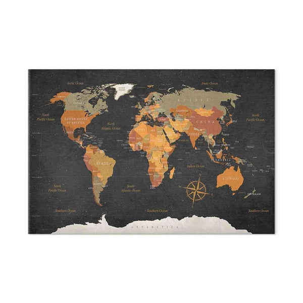 Quadro - World Map: Secrets of the Earth