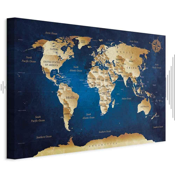 Quadro - World Map: The Dark Blue Depths