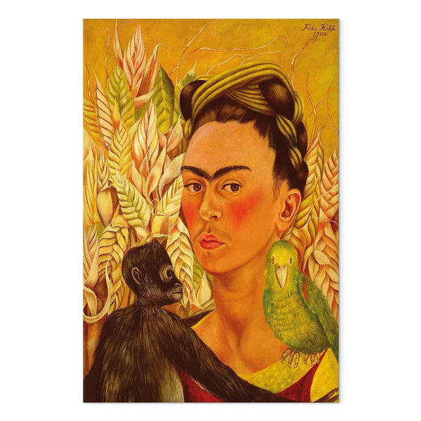 Quadro - Frida Kahlo – Self-Portrait with Monkey and Parrot