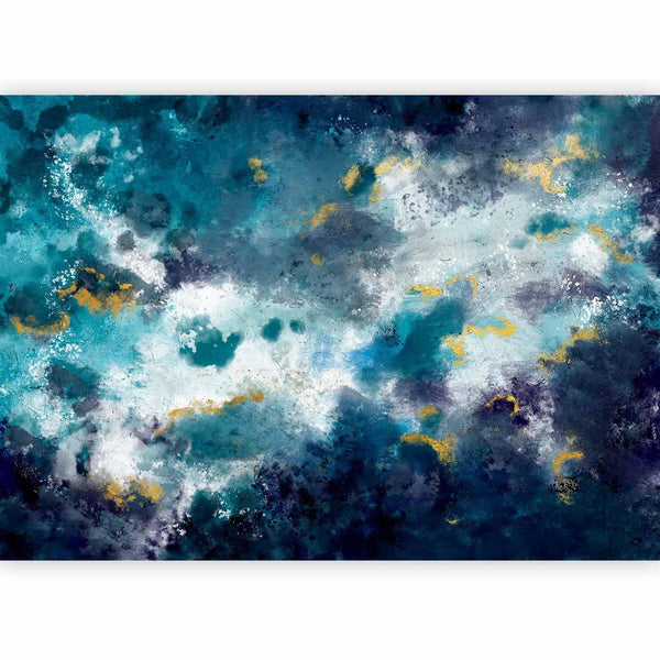 Carta da parati - Stormy ocean - abstract blue composition in watercolour style
