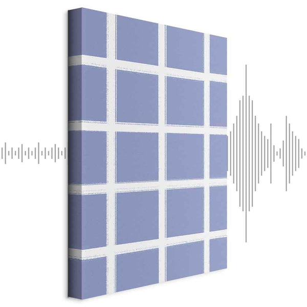Quadro - Lines and Symmetry - Expressive White Grid on a Blue Background