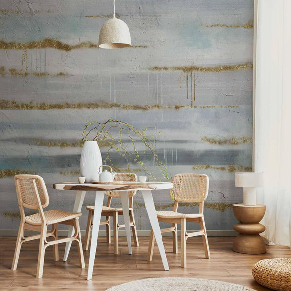 Carta da parati - Modernist background - abstract stripes pattern with gold patterns