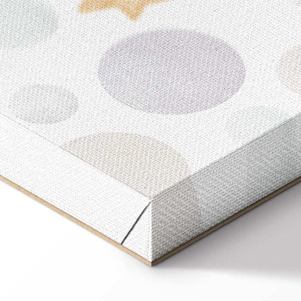 Quadro - Galactic Races - A Bear Participating in Car Races Among Planets Clouds and Stars in Pastel Hues