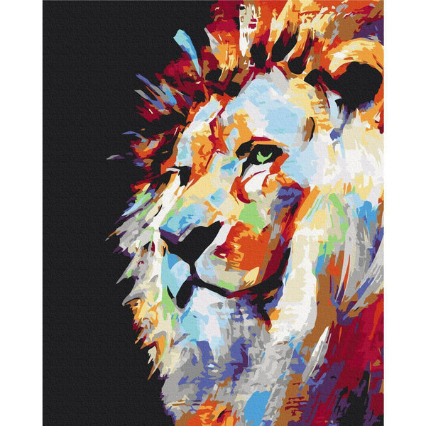 Quadro fai da te - Portrait of a Colourful Lion