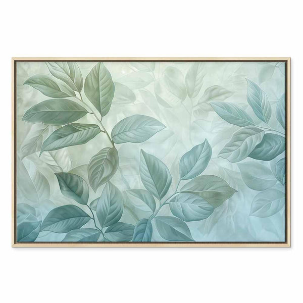 Quadro - Large Leaves in Shades of Green-Mint: Botanical Motif