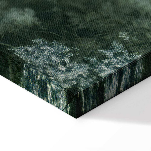 Quadro - Retro Landscape Grove Trees and Pond in Patinated Shades of Green